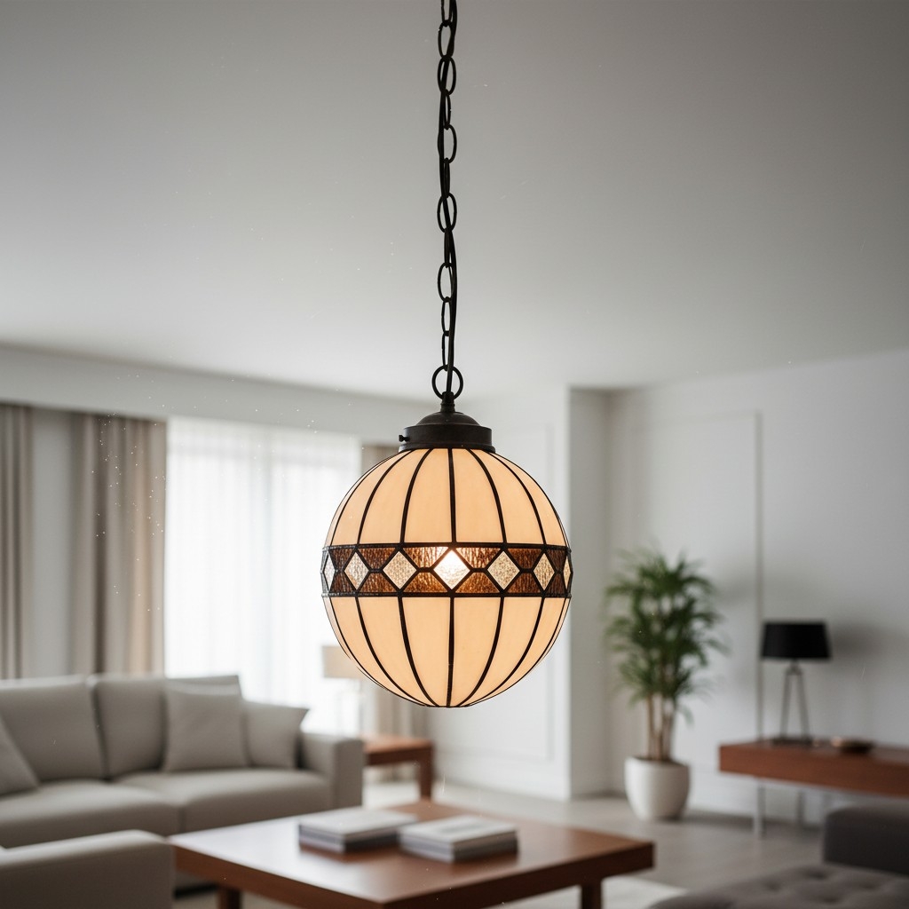 TF Fargo Tiffany Style Globe Pendant - Handcrafted Art Glass Sphere Light for Kitchen Island T1033