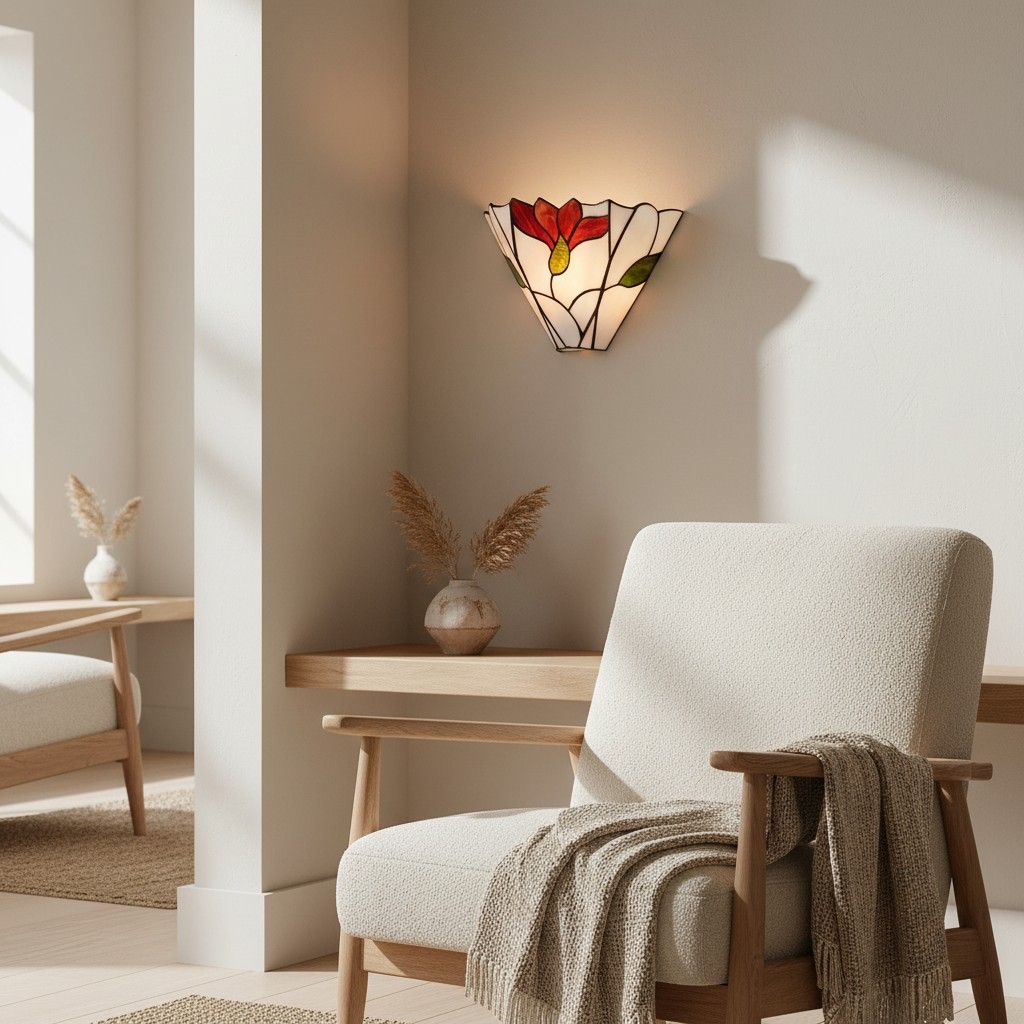 TF Botanica Stained Glass Floral Design Wall Light - Sconce For Hallway And Bedroom T828