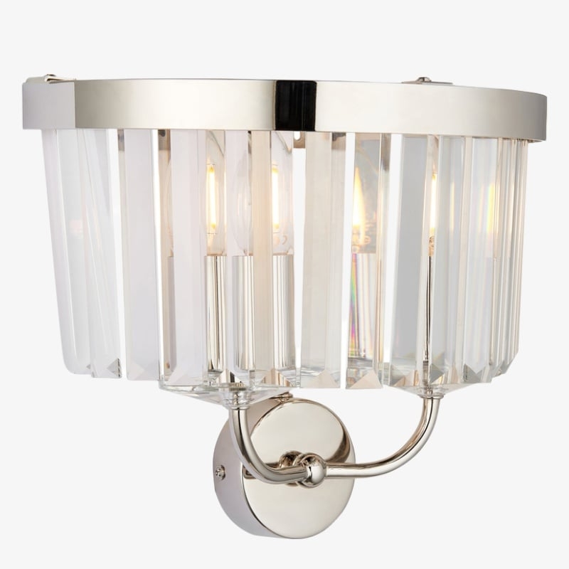 Beveline Faceted Clear Cut Glass Wall Light - Classic Metal Sconce for Hallway and Living Room T886