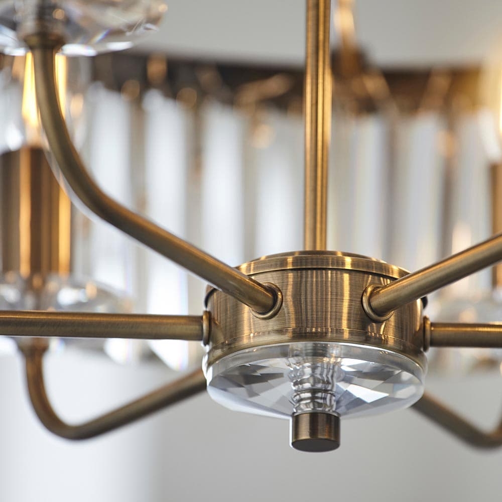Beveline 6 Light Round Pendant - Cut Glass Shades Elegant Metal Frame for Dining Kitchen Island T872