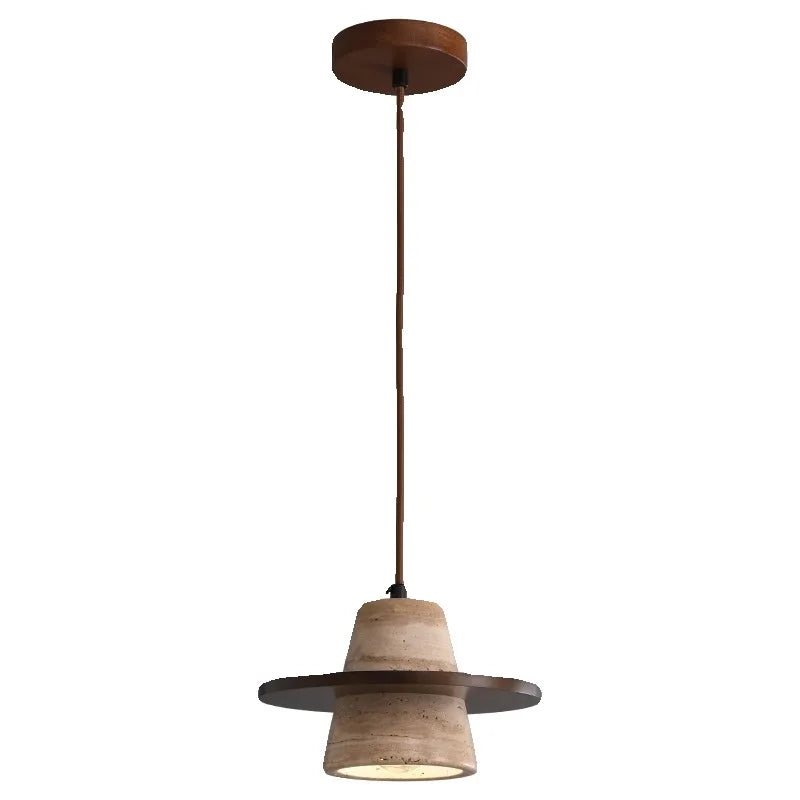 Travertine Medieval Wood Stone Pendant Light T2147