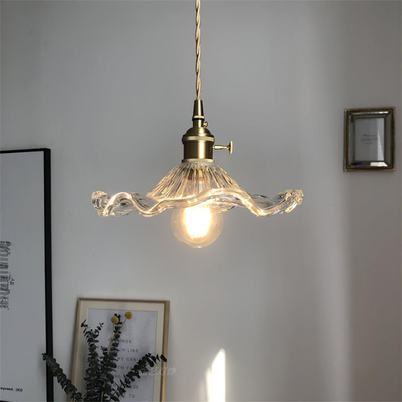 Vintage Glass Hibiscus Flower Pendant Light S129