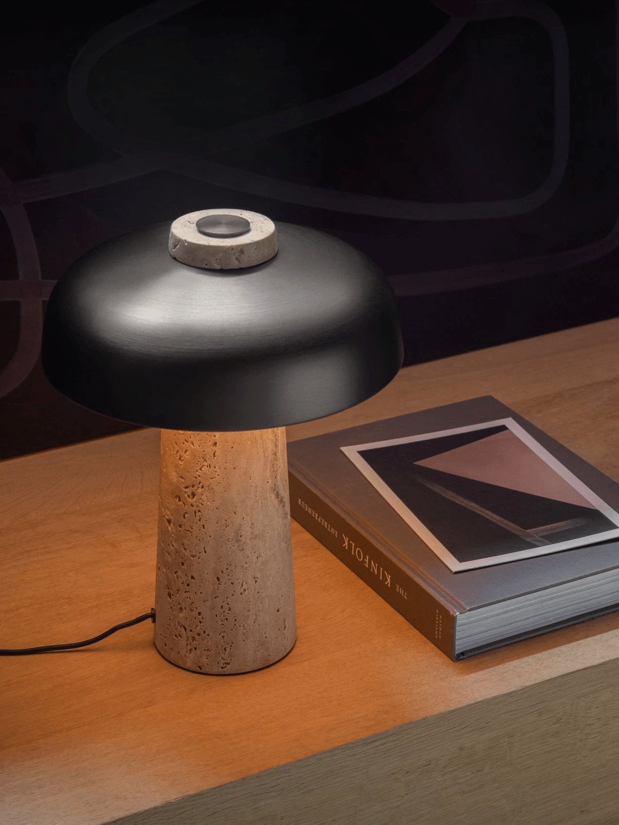Mushroom Table Lamp - Modern Travertine for Bedroom M503