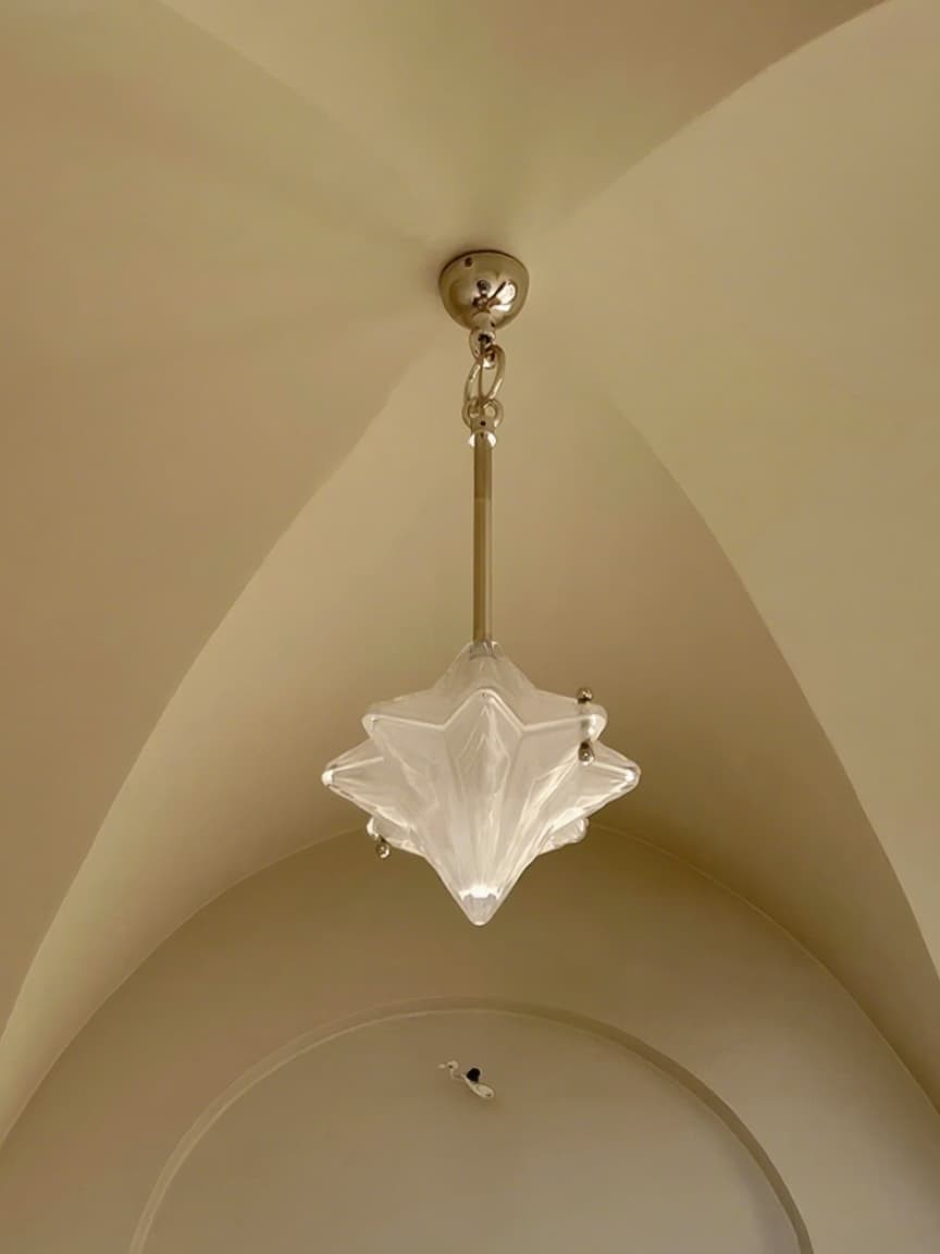 Art Deco Astris Elara Star Pendant Light - Frosted Glass Pendant with Geometric Style T434