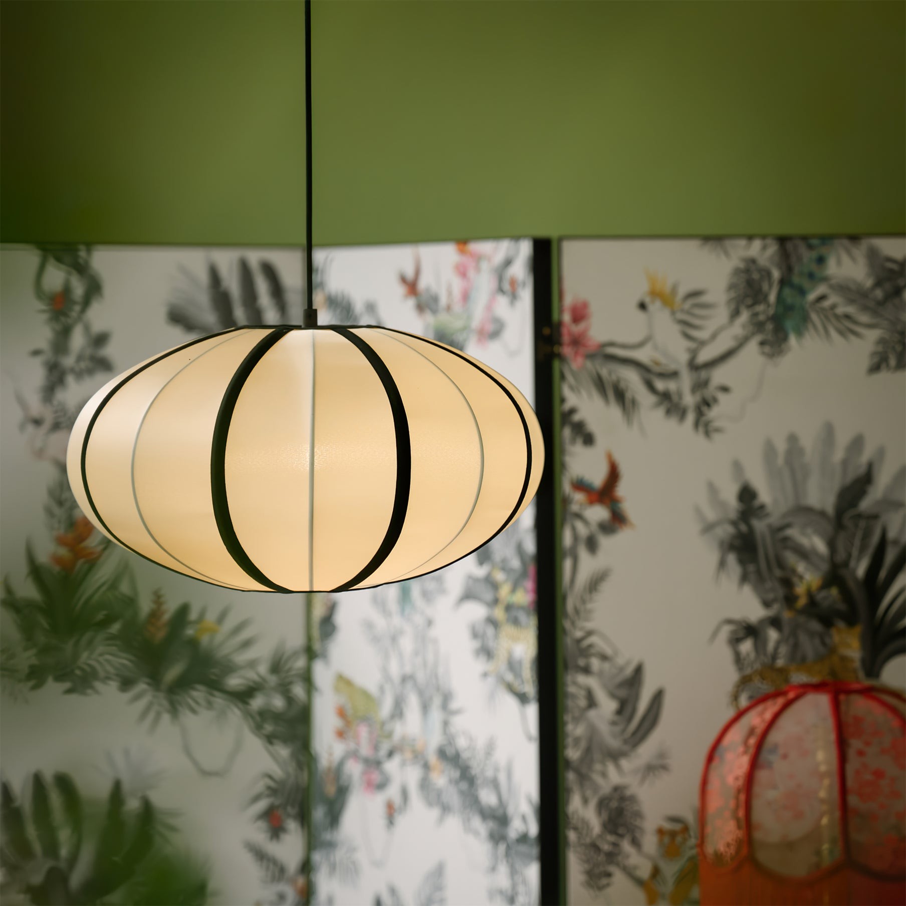 Vintage Silk Lantern Pendant Lamp M473