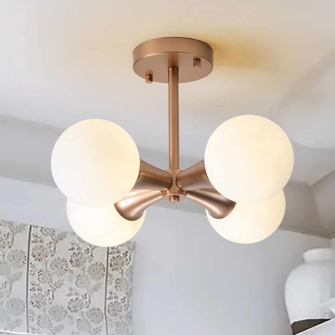 Mid Century Metal Globe Ceiling Lamp S132