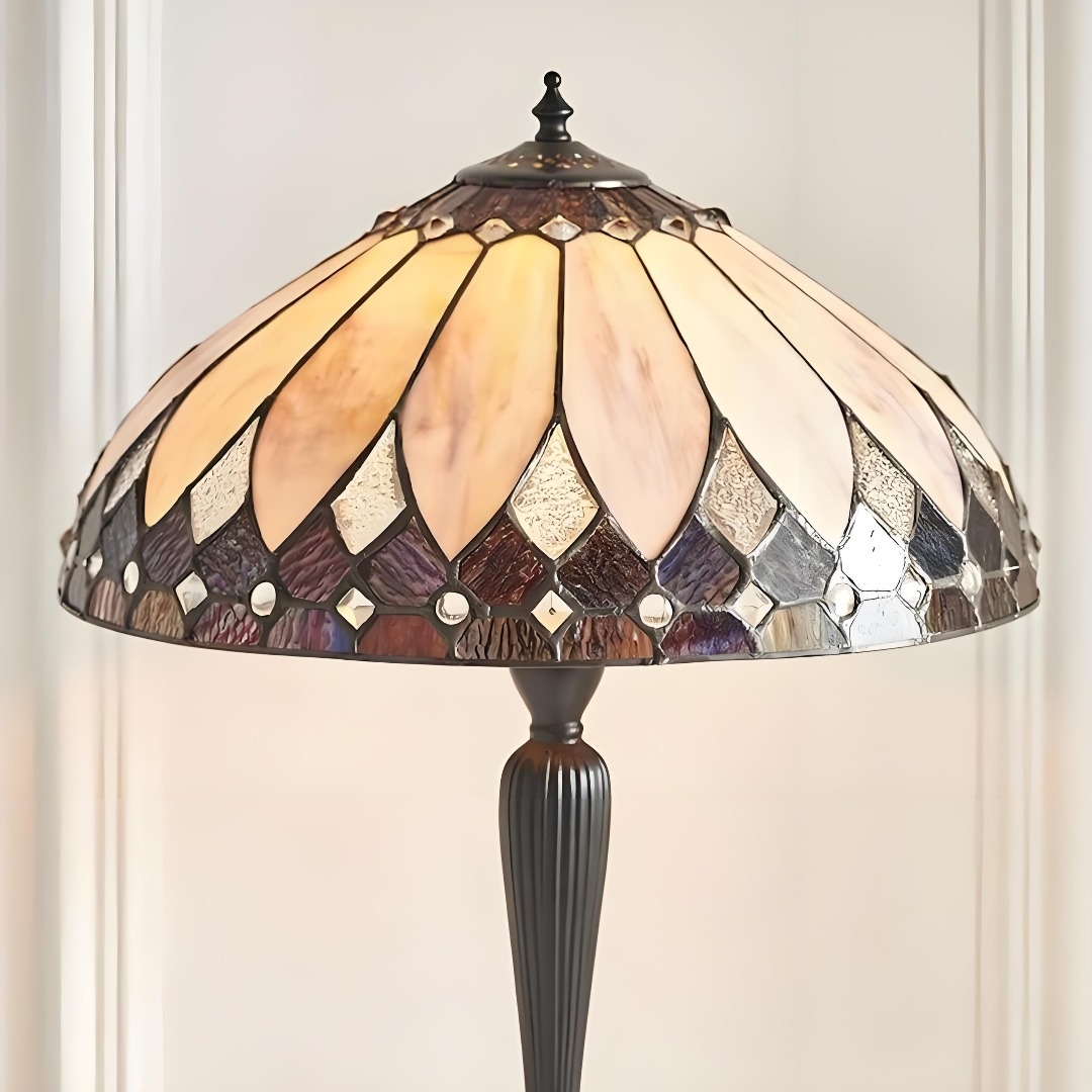 TF Brooklyn Tiffany Lamp Stained Glass Mosaic Table Lamp - Classic Art Deco Style for Living Room T1021