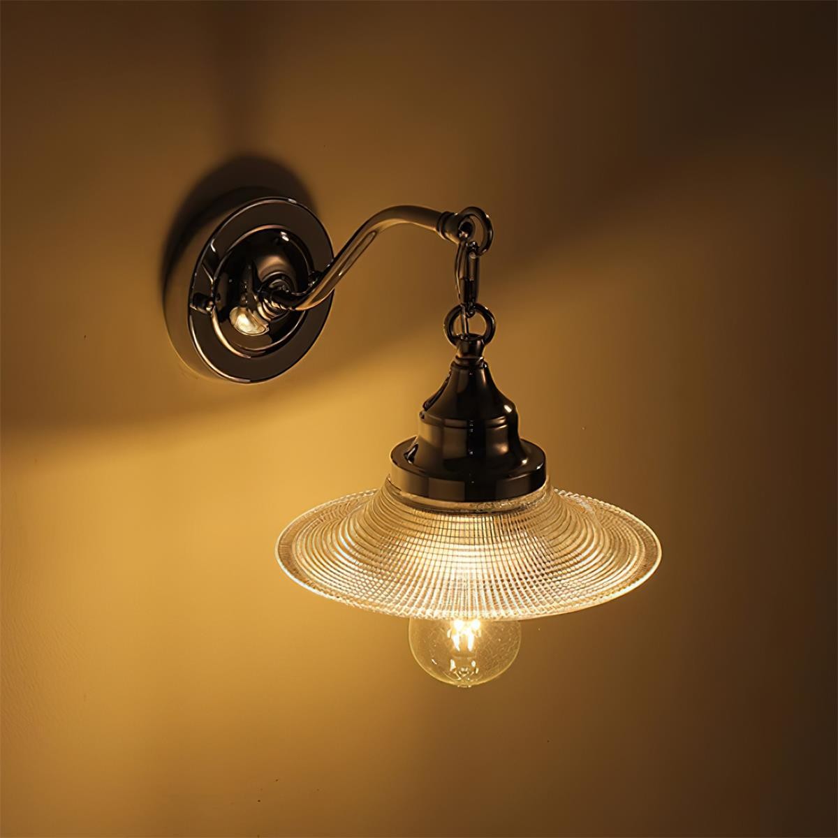Retro silver lamp body patterned glass lampshade hanging wall lamp P081