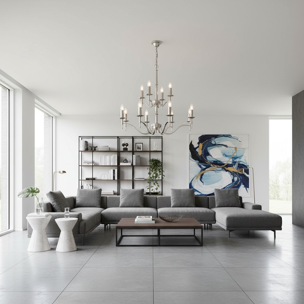 Tela Brass and Nickel Chandelier - Elegant Multi-Light Fixture for Foyers and Kitchens T827