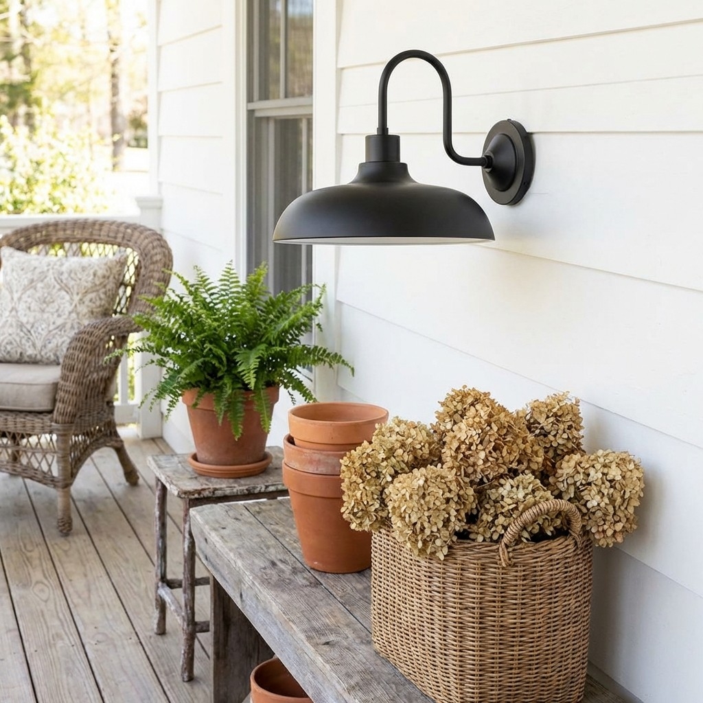 Velara Industrial Metal Rustic Dome Wall Sconce - Classic Curved Outdoor Wall Light for Porch and Patio U08