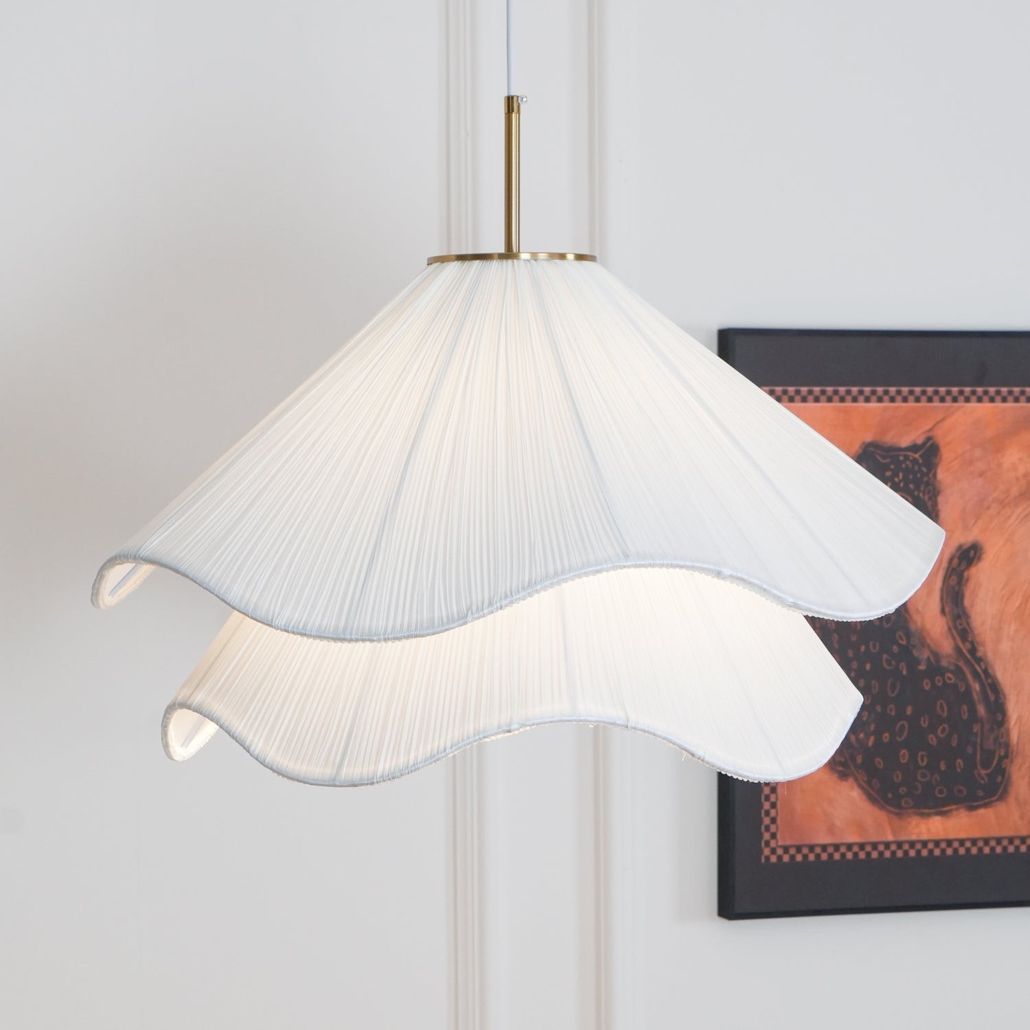 White Layered Pleats Pendant Lamp M147