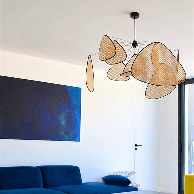 Screen Cannage Pendant Light - Woven Rattan Design for Living Room