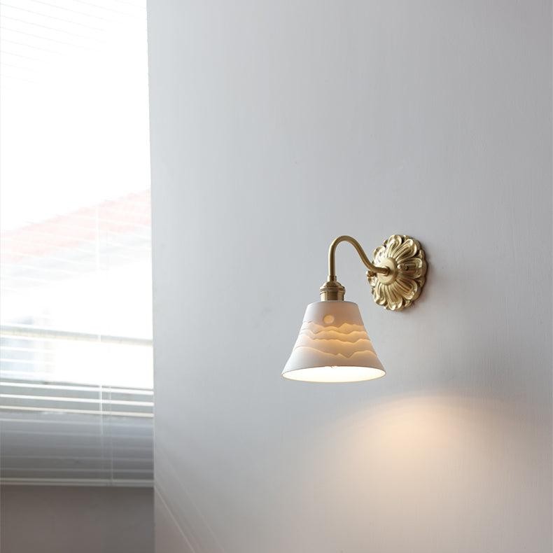 Elegant Ceramic and Brass Wall Sconce for Living Room and Hallway T432