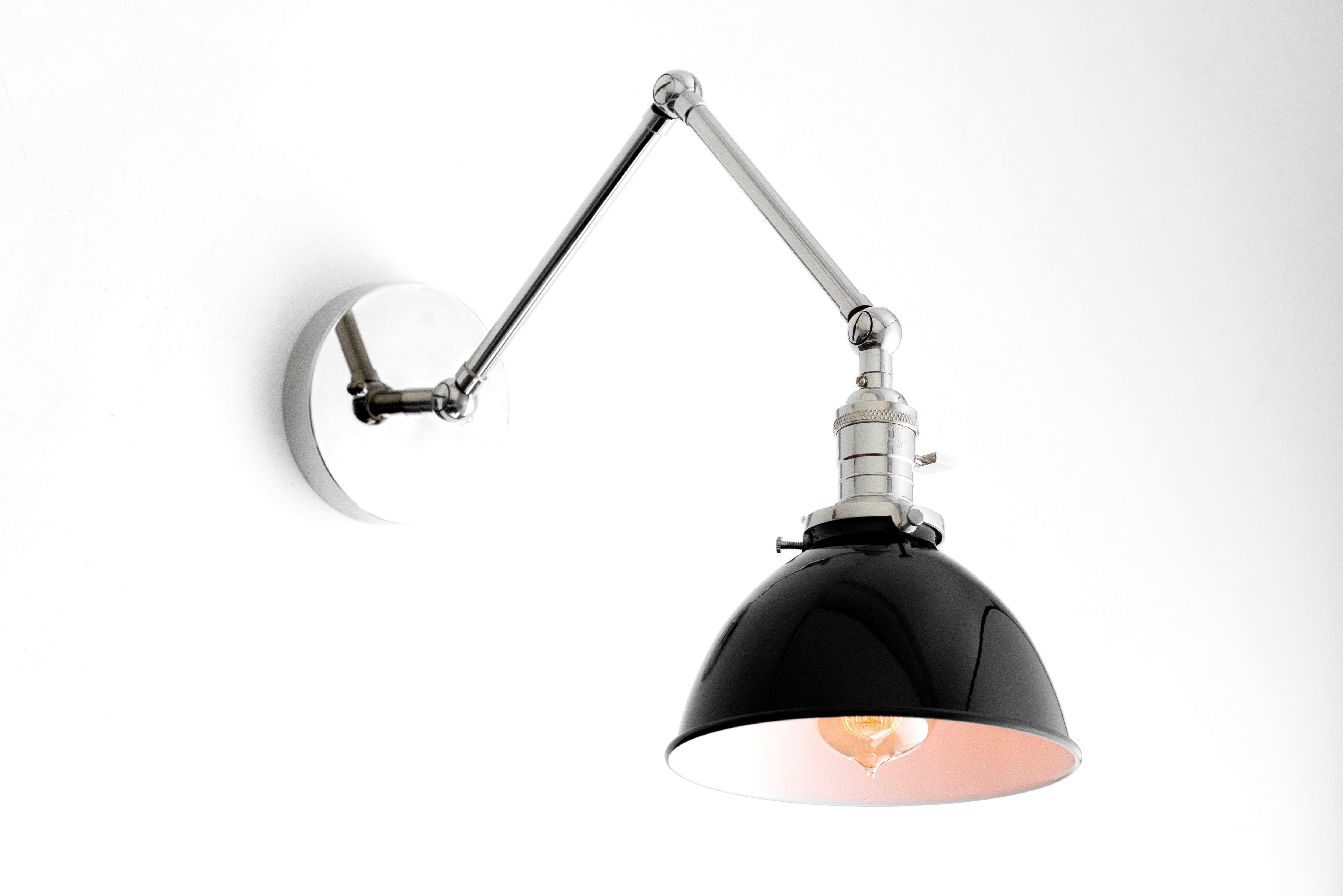 Conique Metal Vintage Industrial Swing Arm Wall Lamp - Adjustable Dome Shade for Study T313