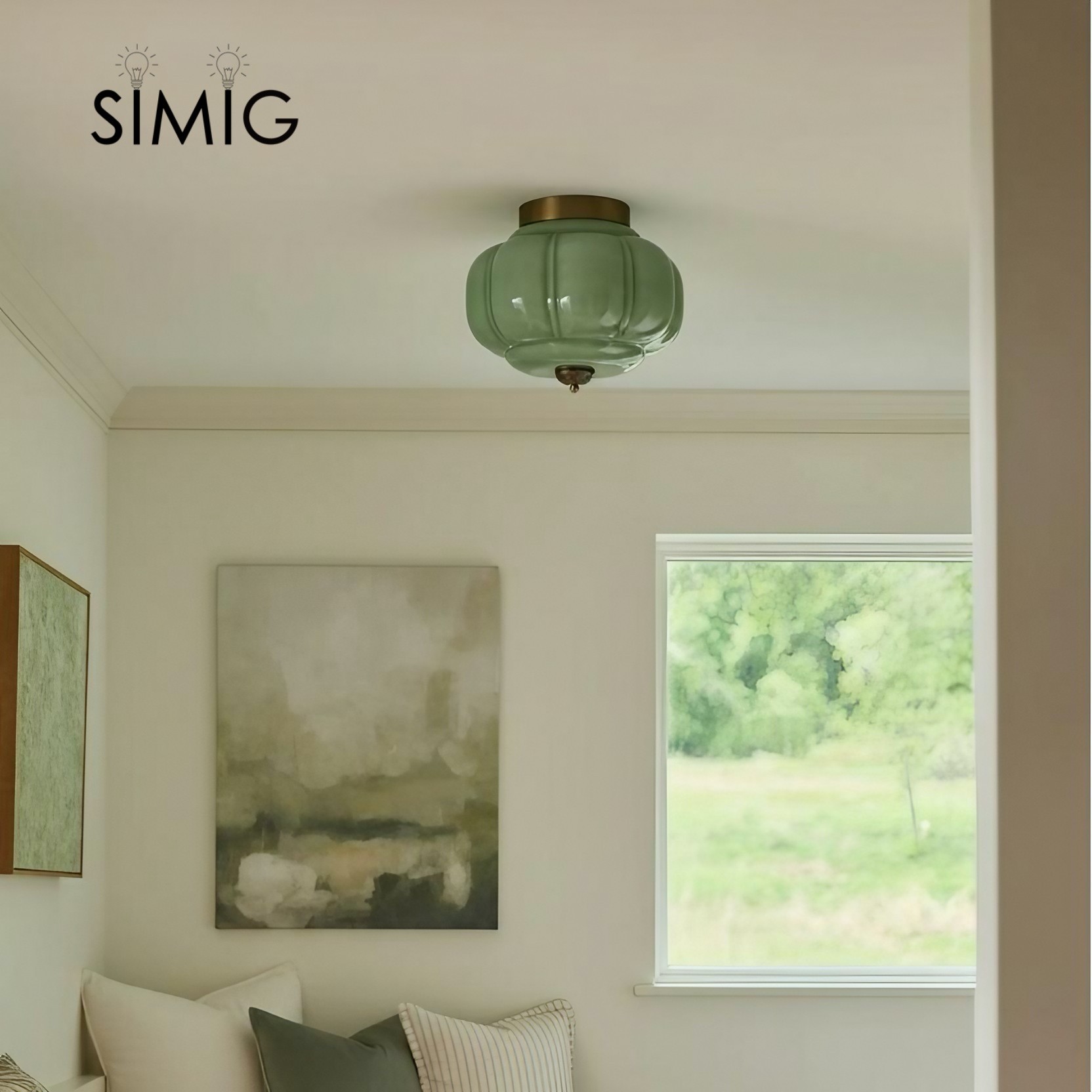 Eloise Ceiling Light - Elegant Retro Brass Ceiling Light for Living Room G55