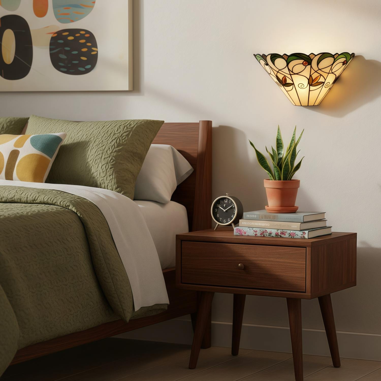 TF Jamelia Art Nouveau Wall Light with Bevelled Glass Shade - Metal Glass Fixture for Hallway or Bedroom T1013