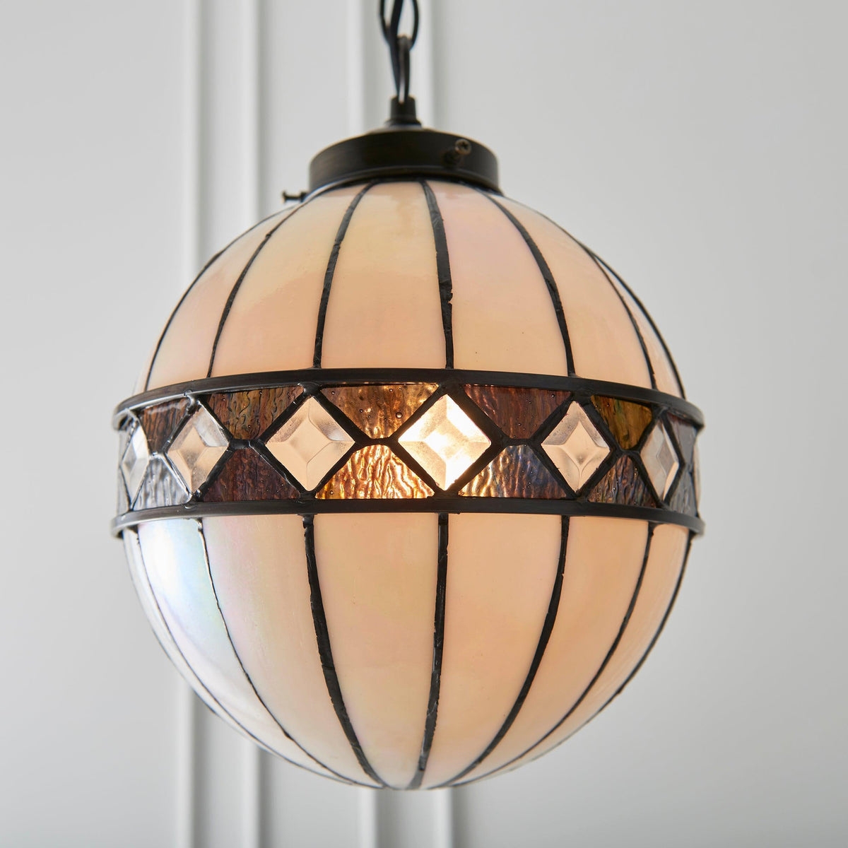 TF Fargo Tiffany Style Globe Pendant - Handcrafted Art Glass Sphere Light for Kitchen Island T1033