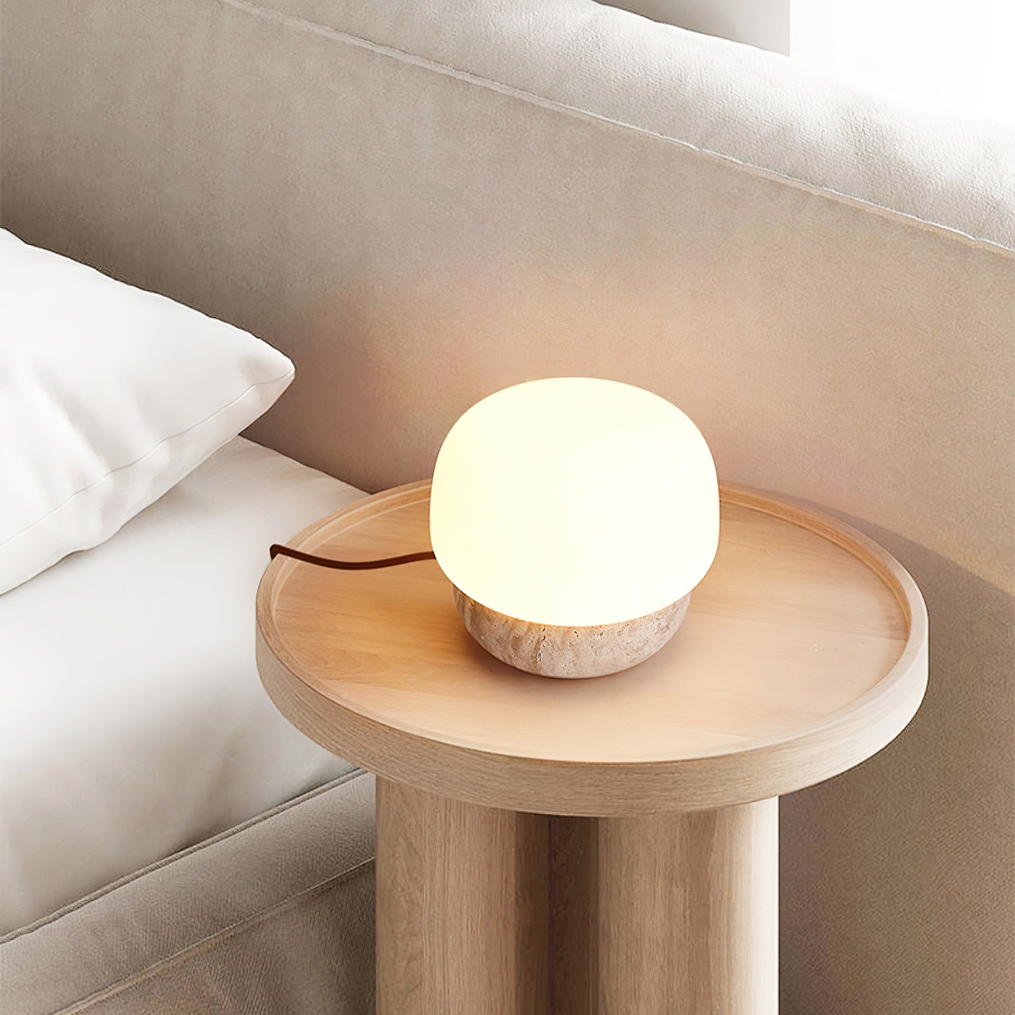 Nordic Style Round Travertine Table Lamp M558