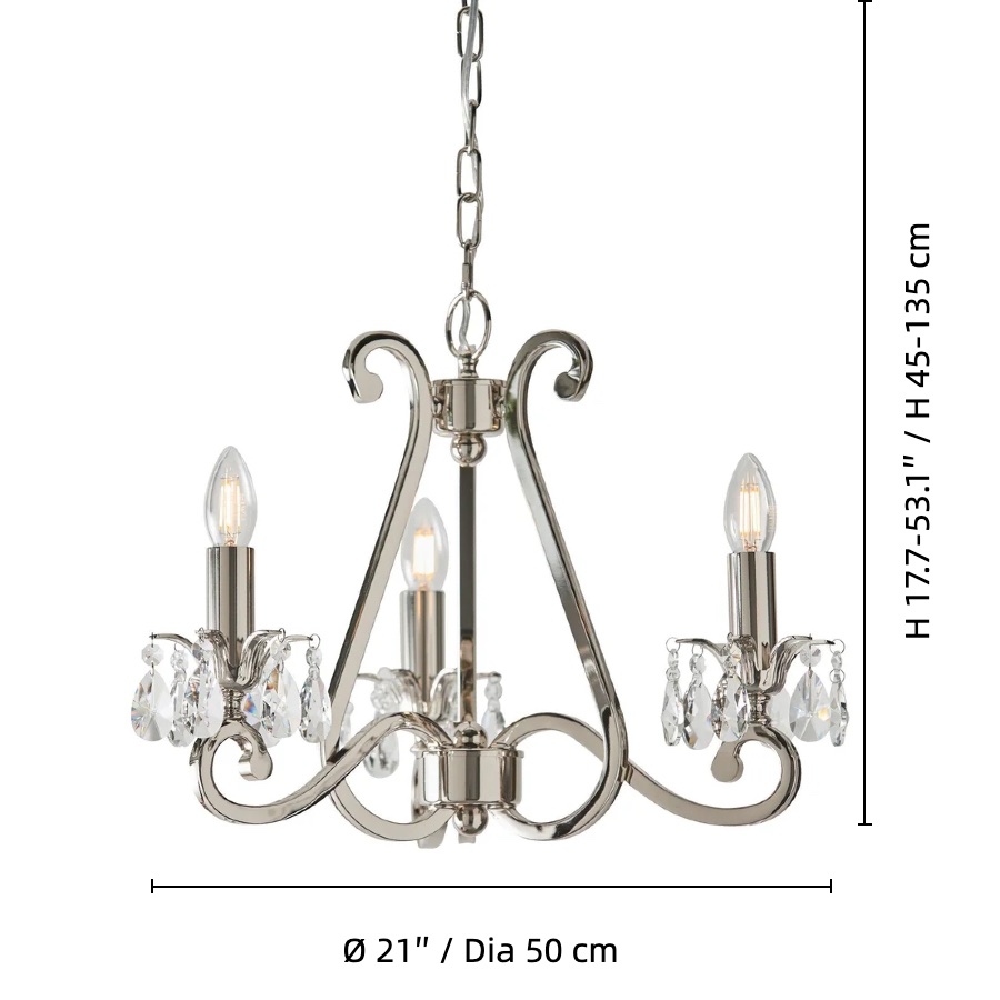 Talonis Crystal Chandelier - Traditional Candle-Style Brass and Nickel for Living Room and Dining Room T962