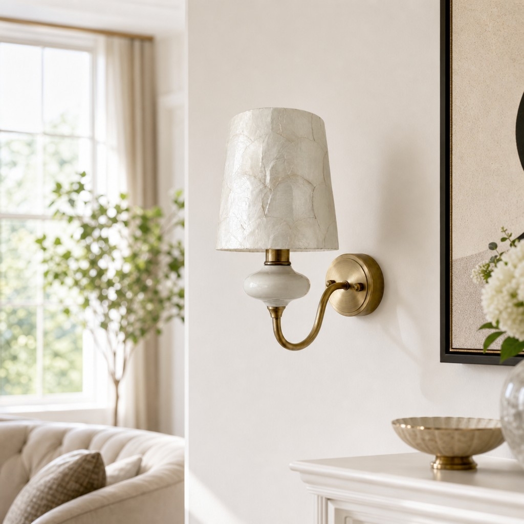 Shellure Ceramic Seashell Wall Lamp - Elegant French Style Bedroom Accent Light T2222