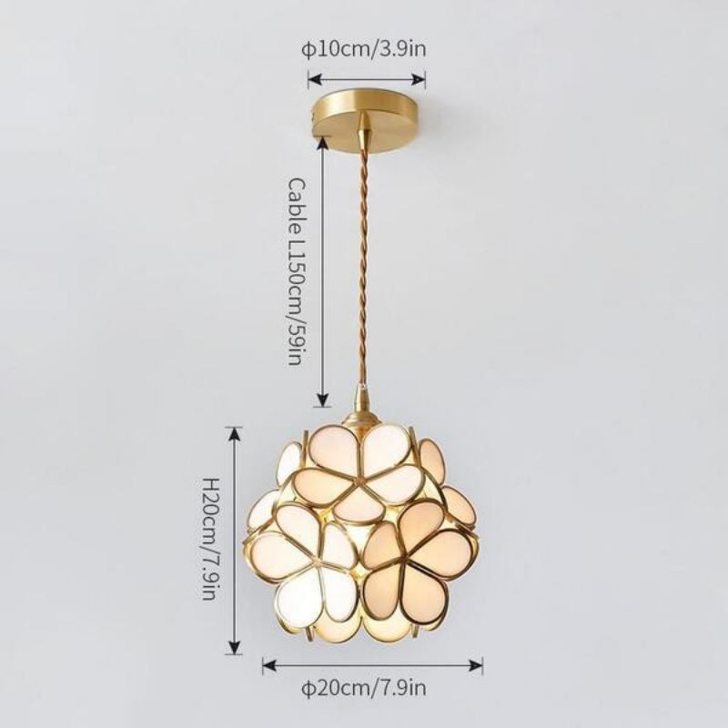 Nordic Brass Flower Petal Glass Pendant Light S10