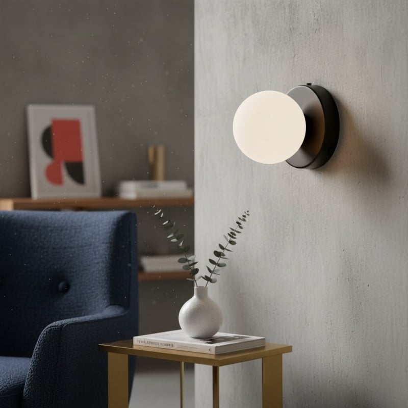 Nuevola Round Wall Lamp - Modern Metal and Glass for Hallways and Living Rooms T528