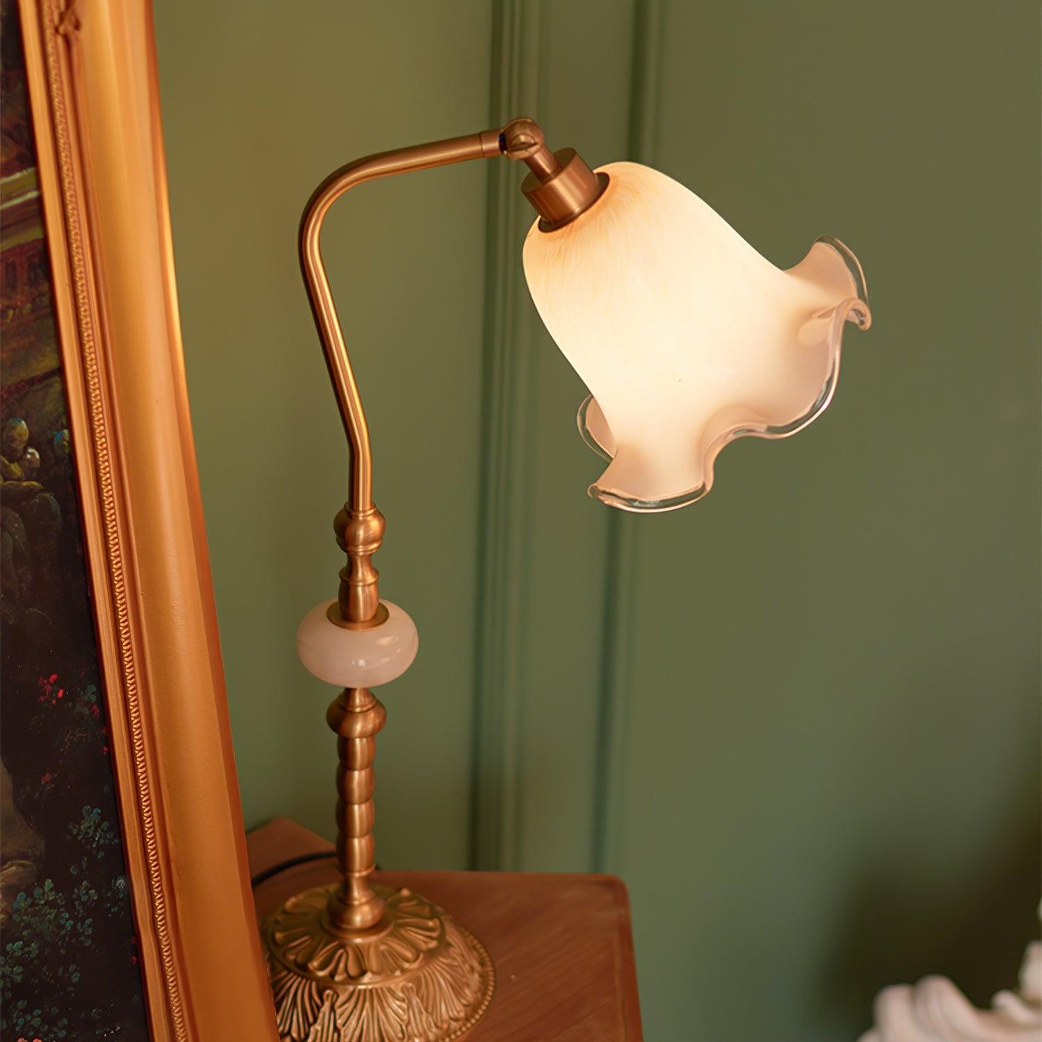 Classic Stylish White Tulip Brass Table Lamp M491