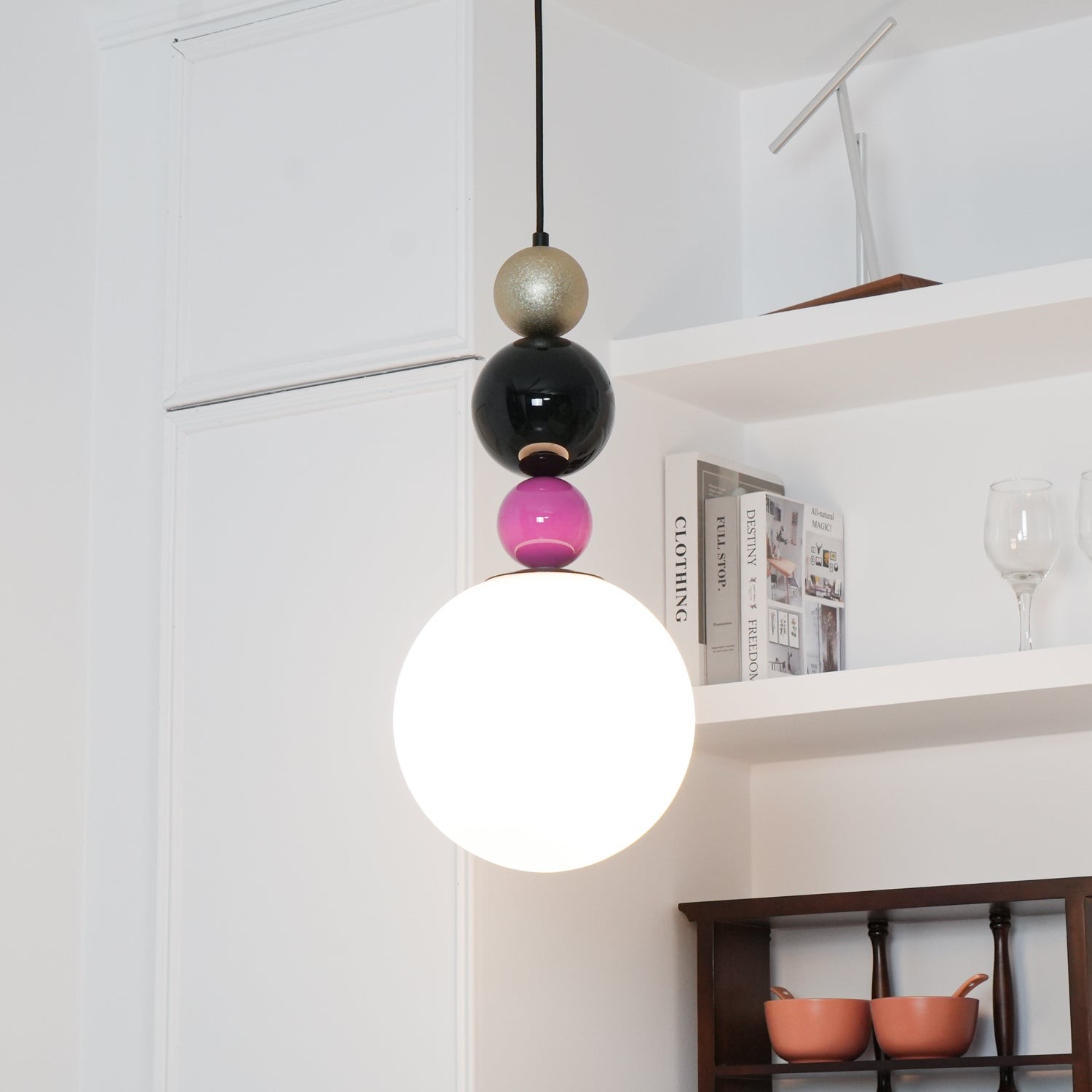 Round Balls Stacking Pink Pendant Lamp M418