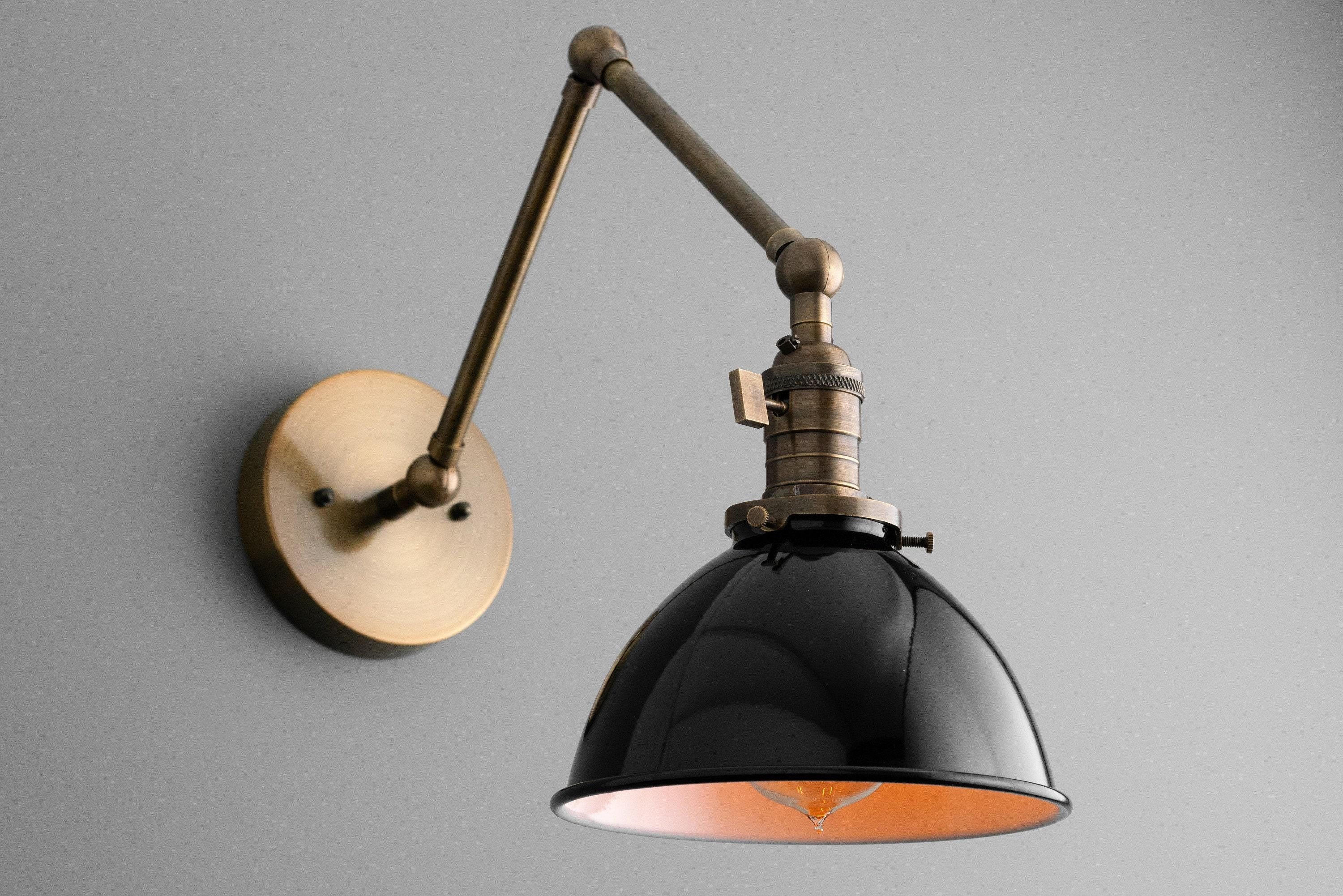 Conique Metal Vintage Industrial Swing Arm Wall Lamp - Adjustable Dome Shade for Study T313