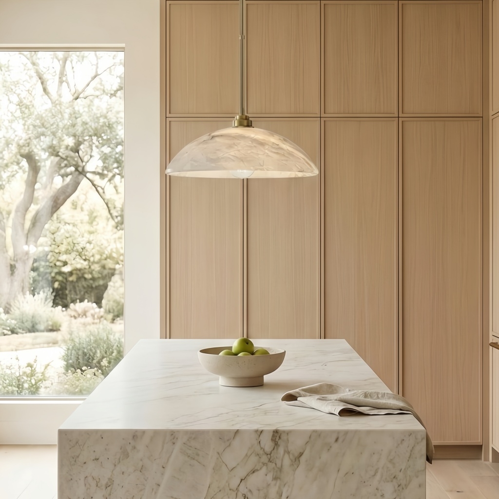 Alariv Elegant  Alabaster Dome Pendant Light - Modern Stone Lighting for Dining or Living T1160