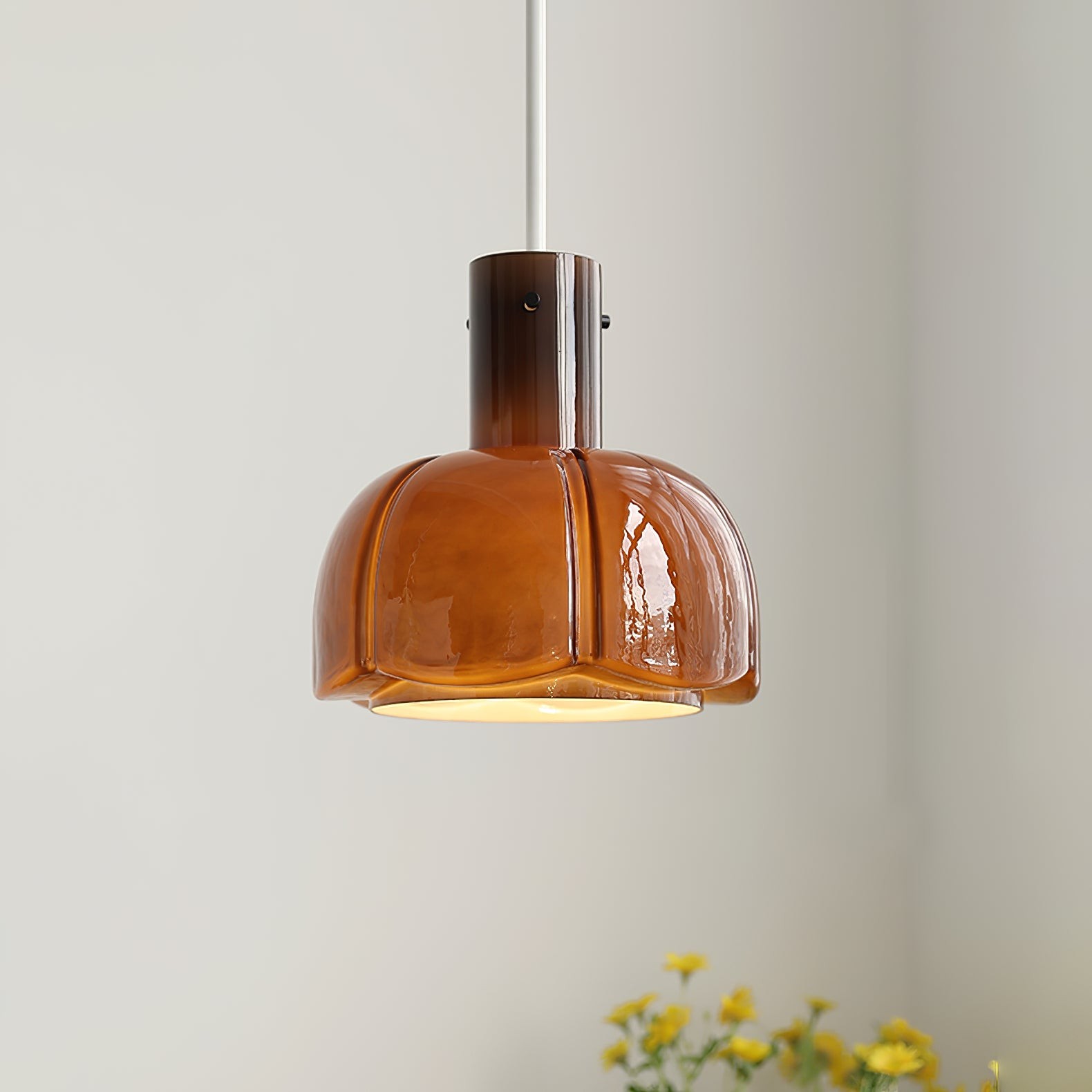 French Pastoral Style Petal Glass Pendant Light M23