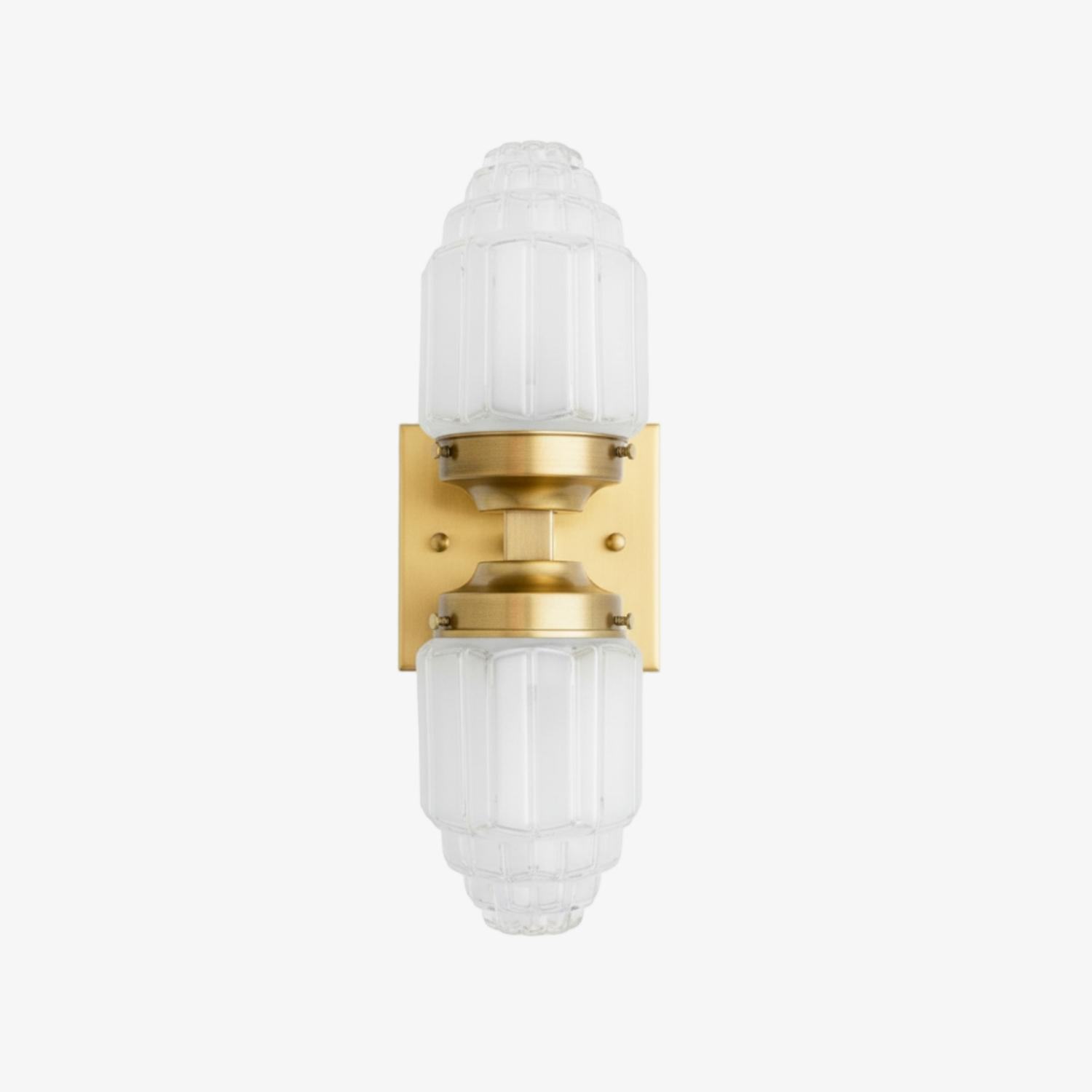 Tierlux Glass Art Deco Wall Sconce - Glass Frosted Globes with Skyscraper Globe T294