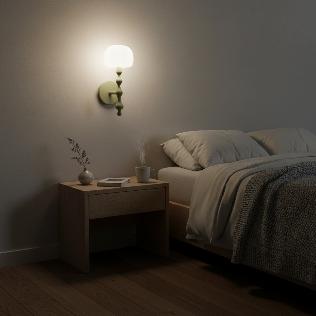 Savara Modern Curved Base Wall Light - Soft Diffused Fabric Shade for Hallways and Living Rooms T723