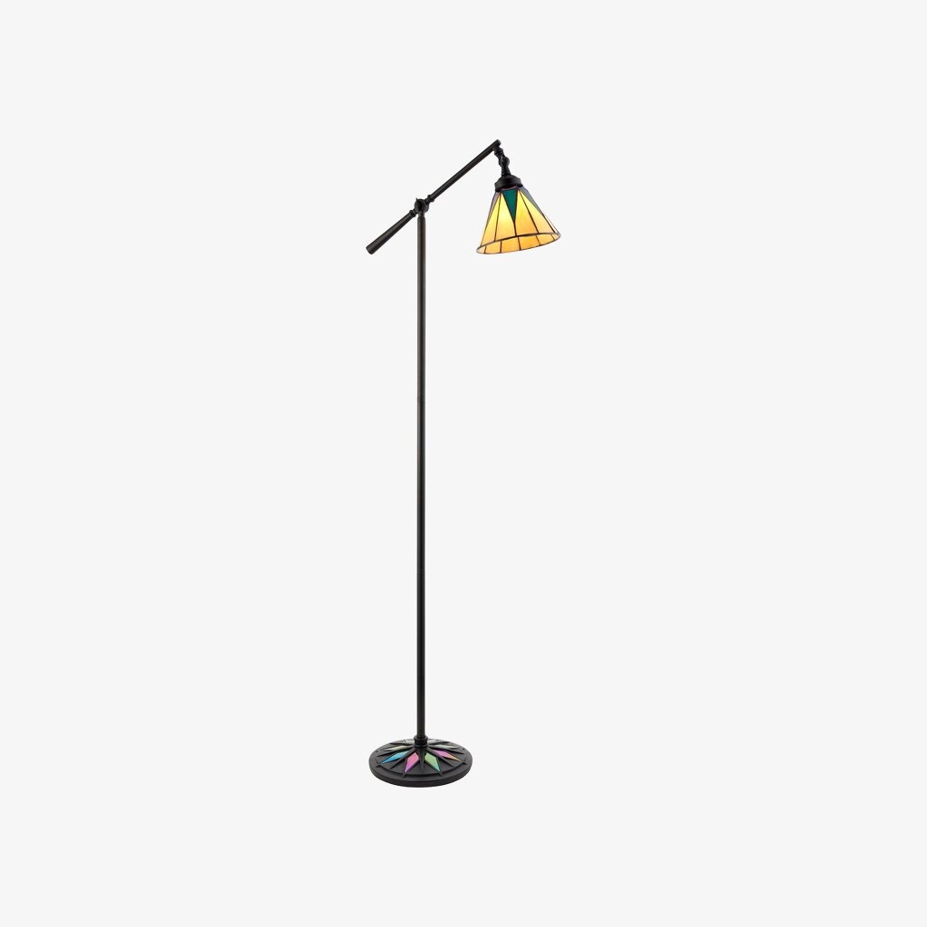 TF Dark Star Tiffany Task Floor Lamp - Art Deco Stained-Glass Floor Light for Living Room T1048