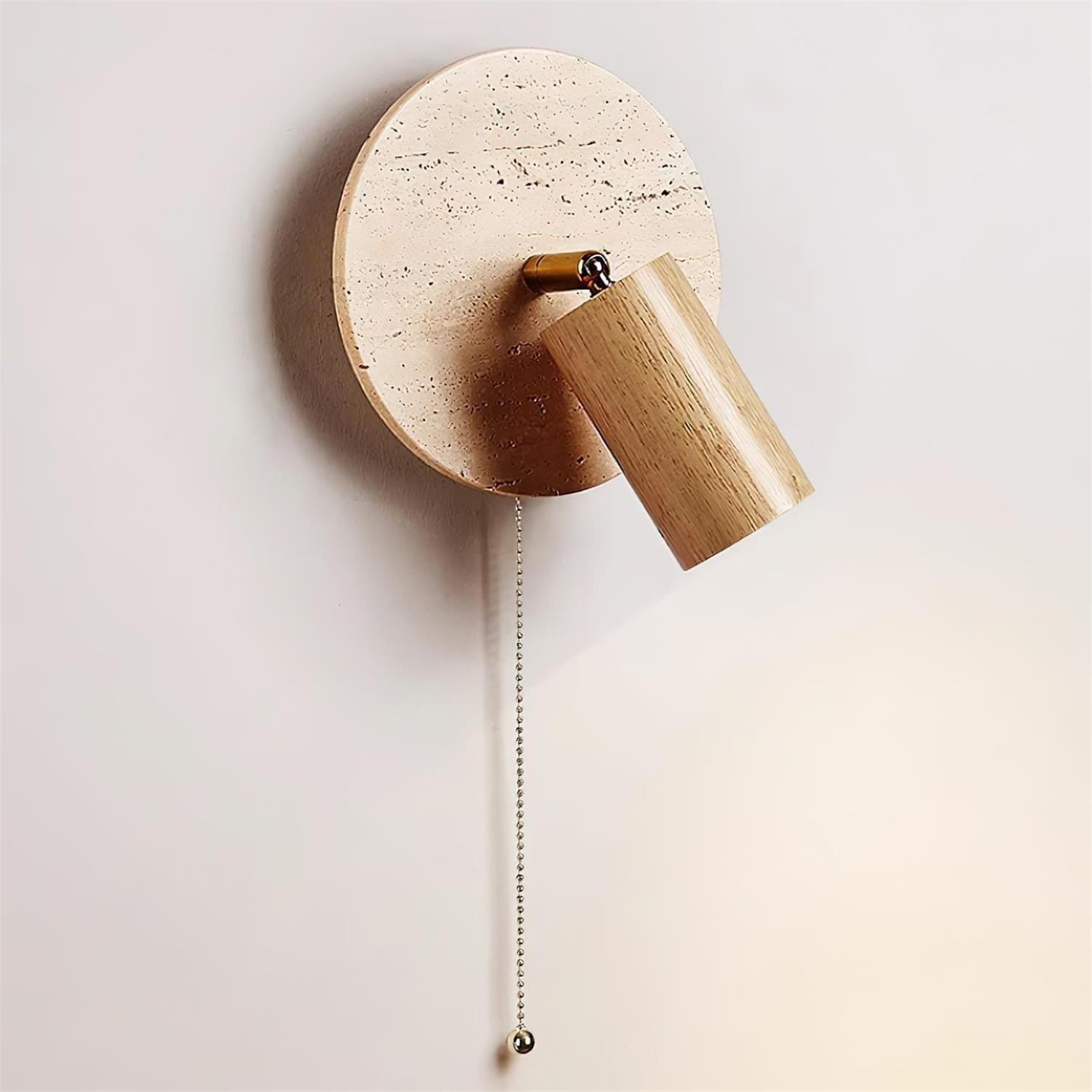 Travertine Round Wall Lamp - Vintage Style for Bedroom M257
