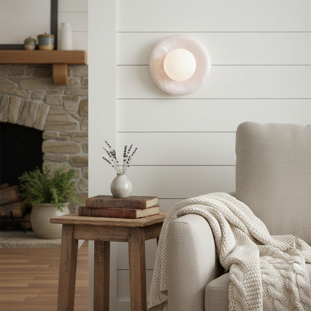 Oria Organic Stone Wall Sconce - Minimalist Lighting for Interiors T1198