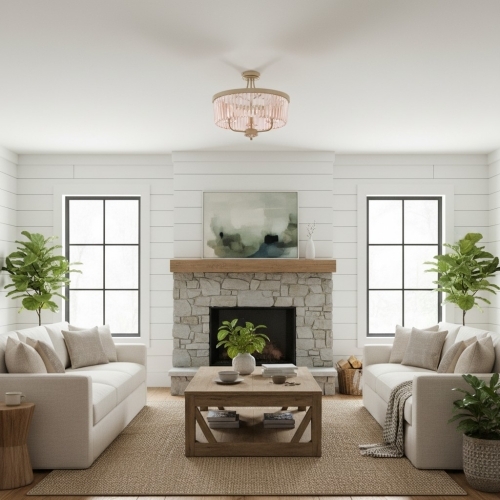 Beveline 3 Light Round Semi Flush - Faceted Cut Glass Shade Metal Finish for Hallways and Bedrooms T882
