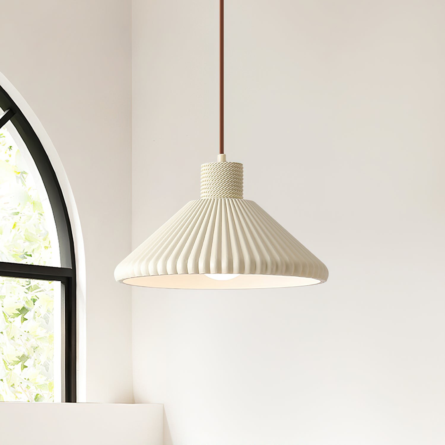 Cream Style Cone Striped Pendant Lamp M229