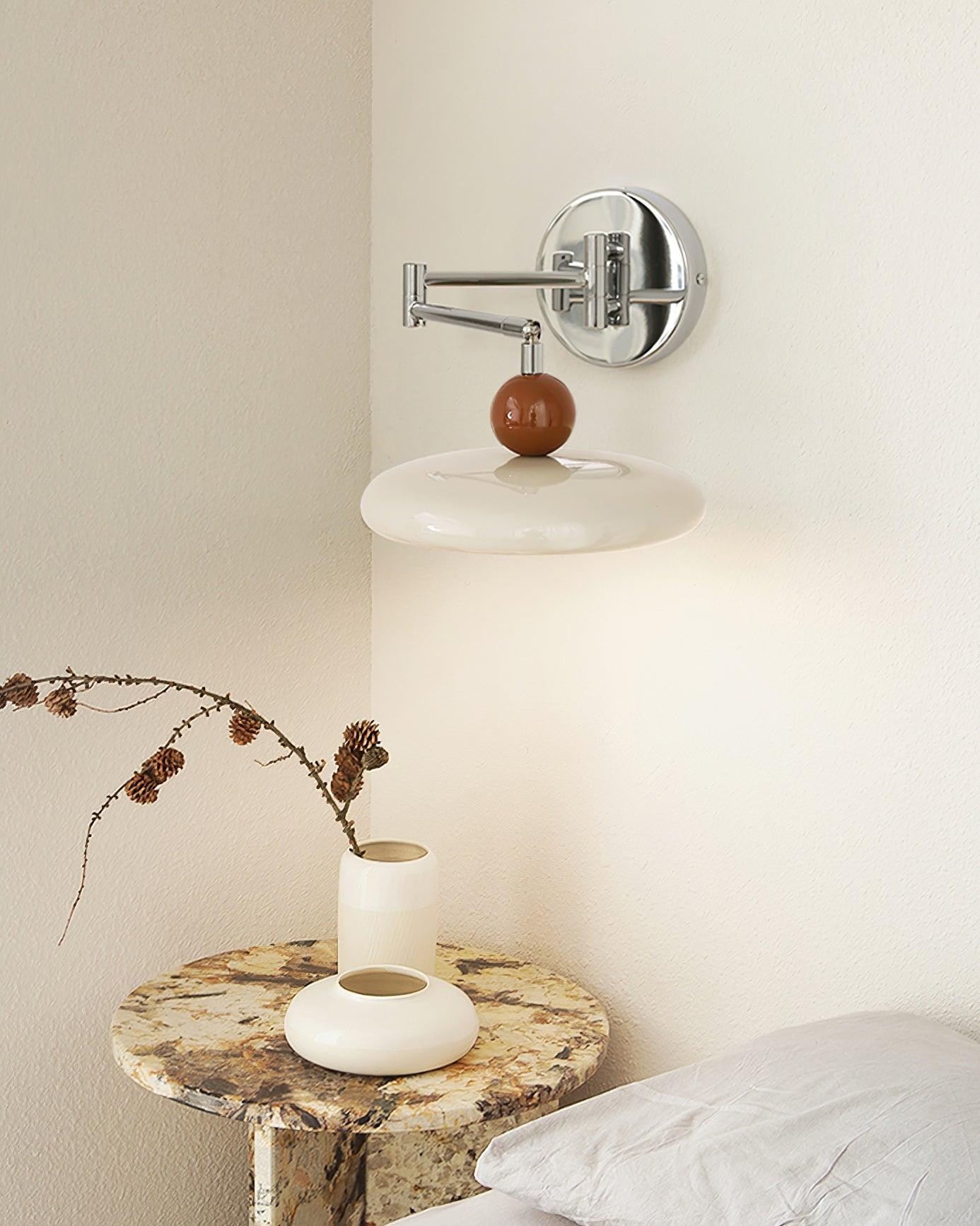 Cream Style Adjustable Swing Arm Disc Reading Wall Lamp M141