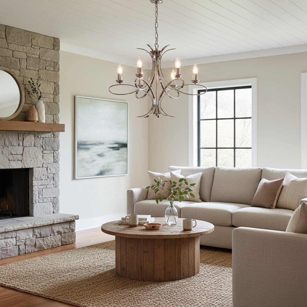 Foline Geometric Light Chandelier - Nickel Finish Ambient Glow for Hallways and Kitchens T1012