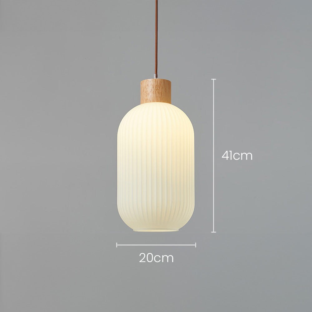 Nordic White Lantern-Like Glass Pendant Lamp M27