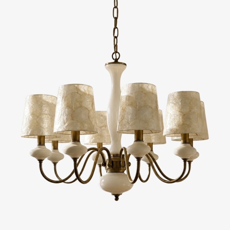 Shellure Retro Shell Texture Chandelier - Sculptural Coastal Home Lighting Fixture T2203