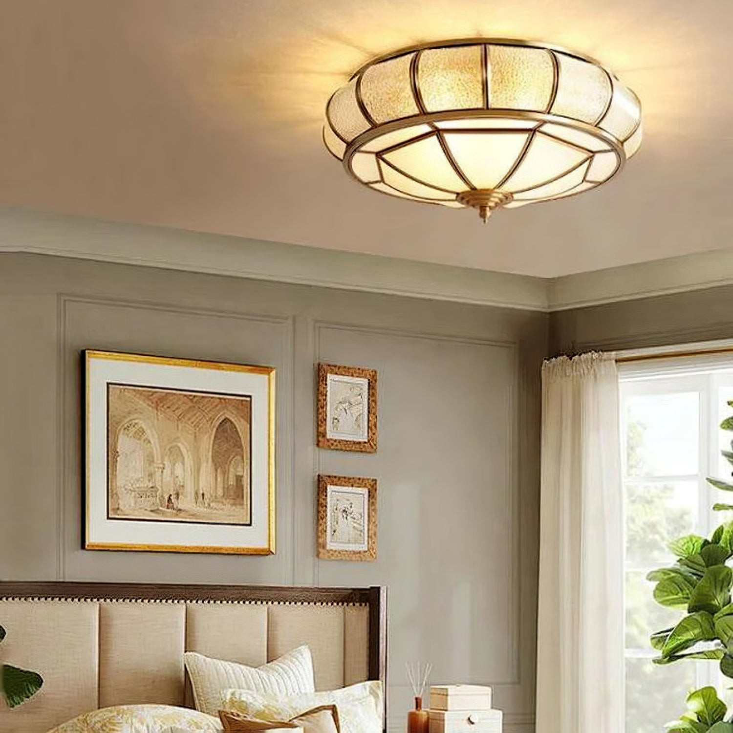 Round Textured Glass Ceiling Light M416