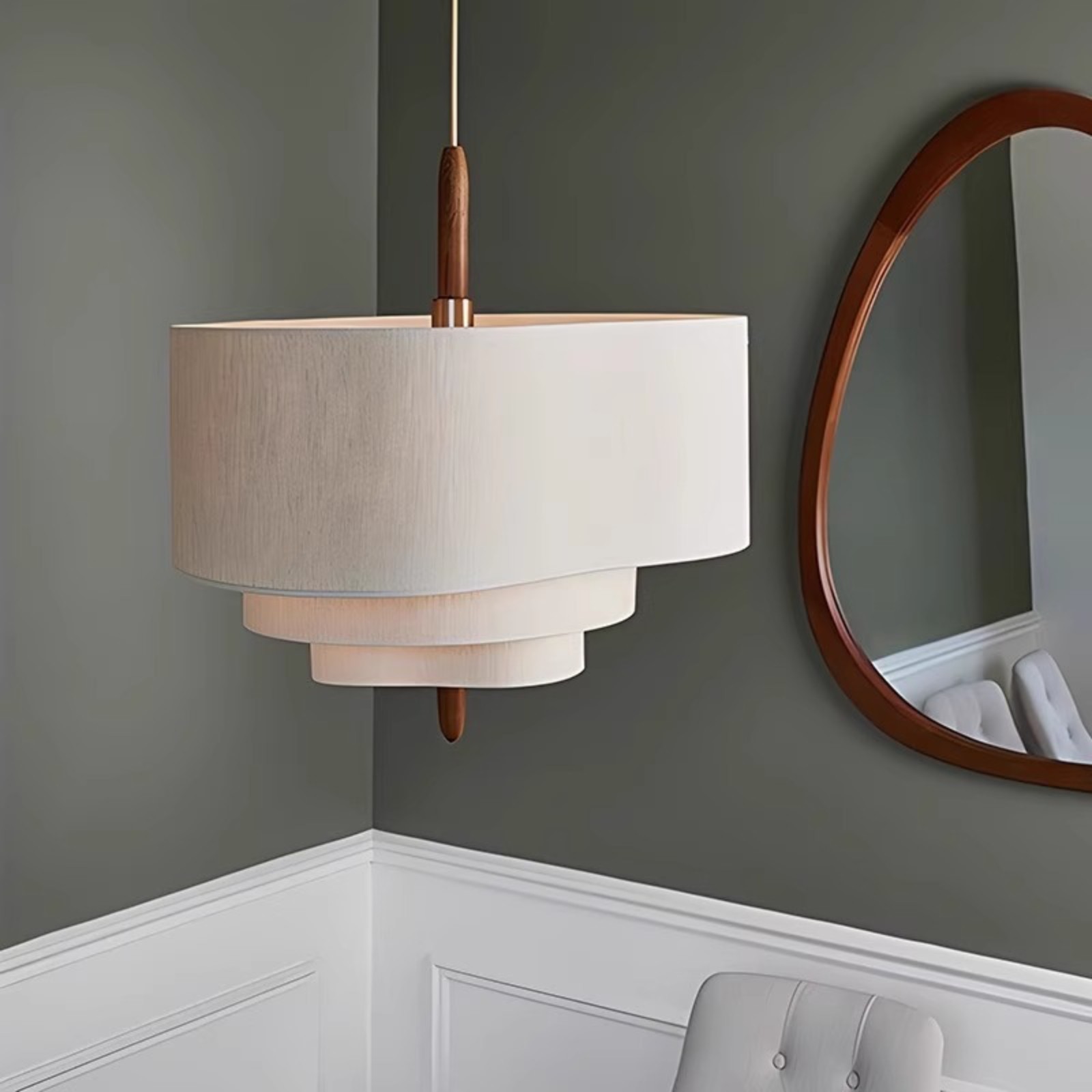 Lustrous Fabric Pendant - Nordic Retro Ceiling Light for Living Room M46