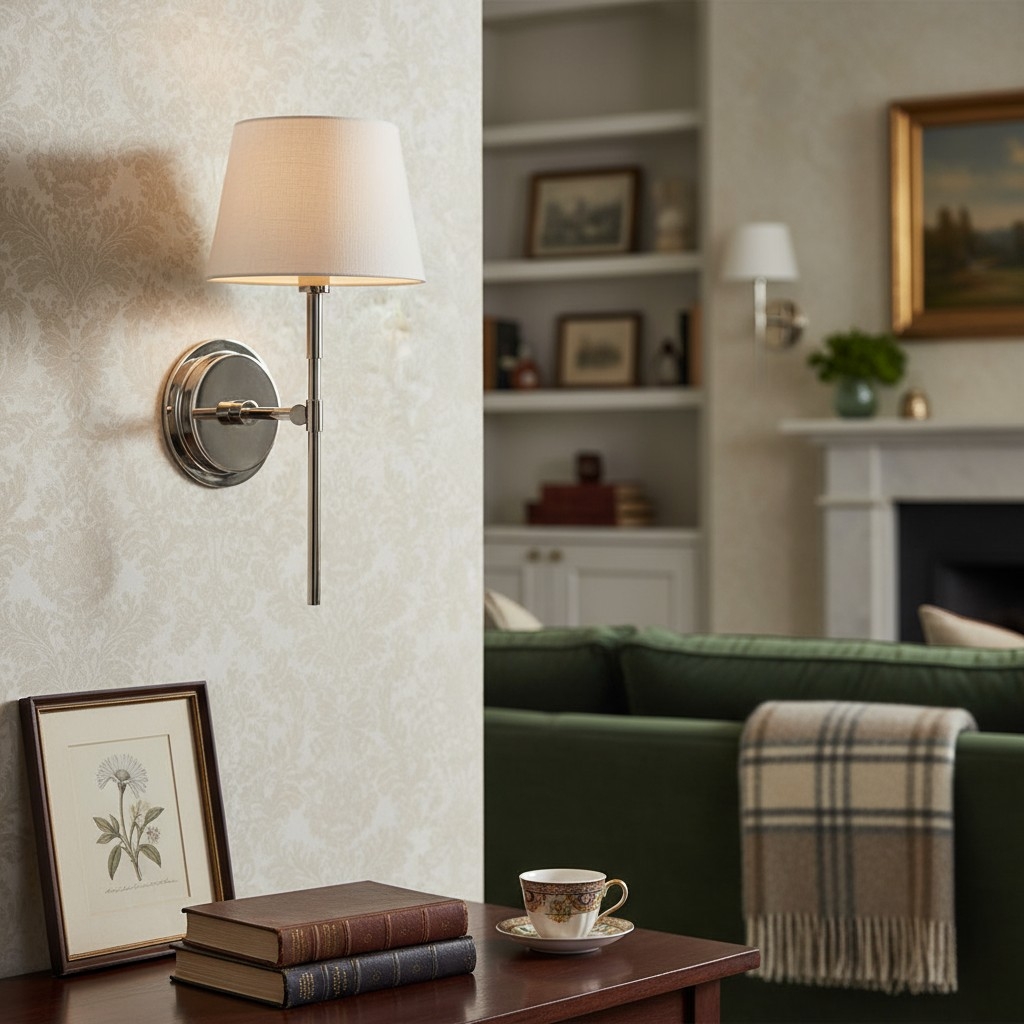 Cremaris Metal Wall Light with Fabric Shade - Timeless Sconce for Interior Lighting T1017