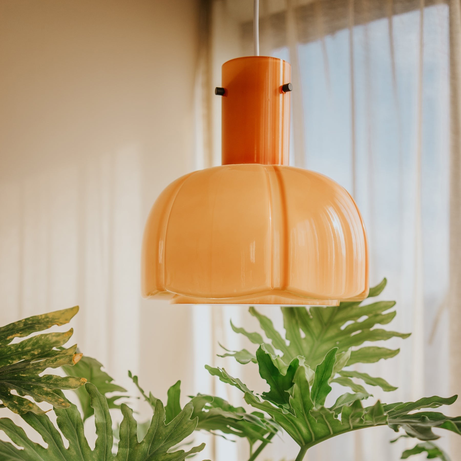 French Pastoral Style Petal Glass Pendant Light M23