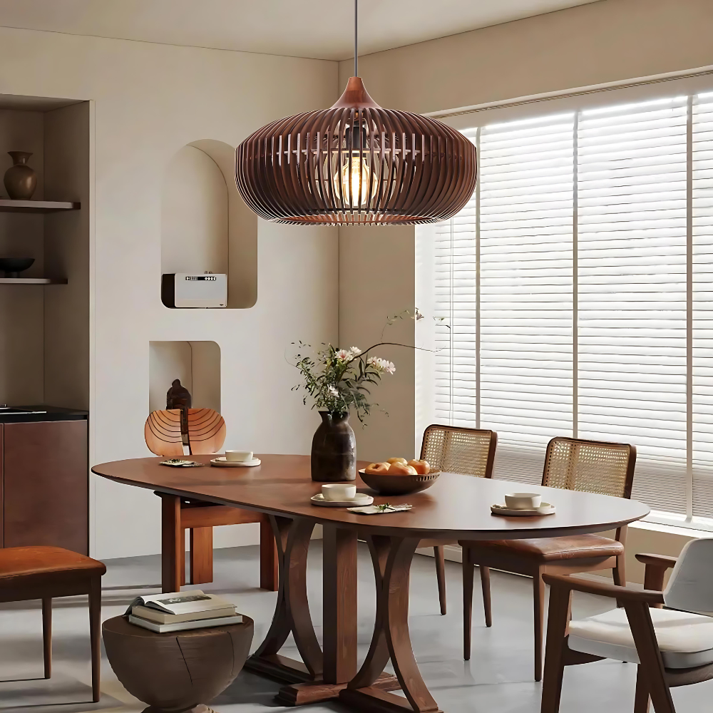The Halo of Zen Japandi Wood Pendant Light T2061