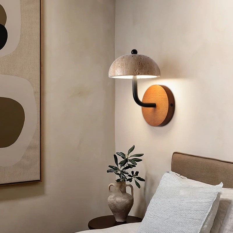 Travertine Umbrella Wall Lamp - Vintage Design with Integrated LED S314