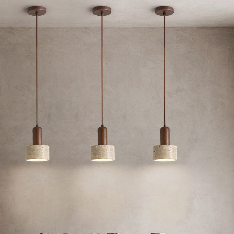Traditional Retro Cylindrical Solid Wood Pendant Lamp M07