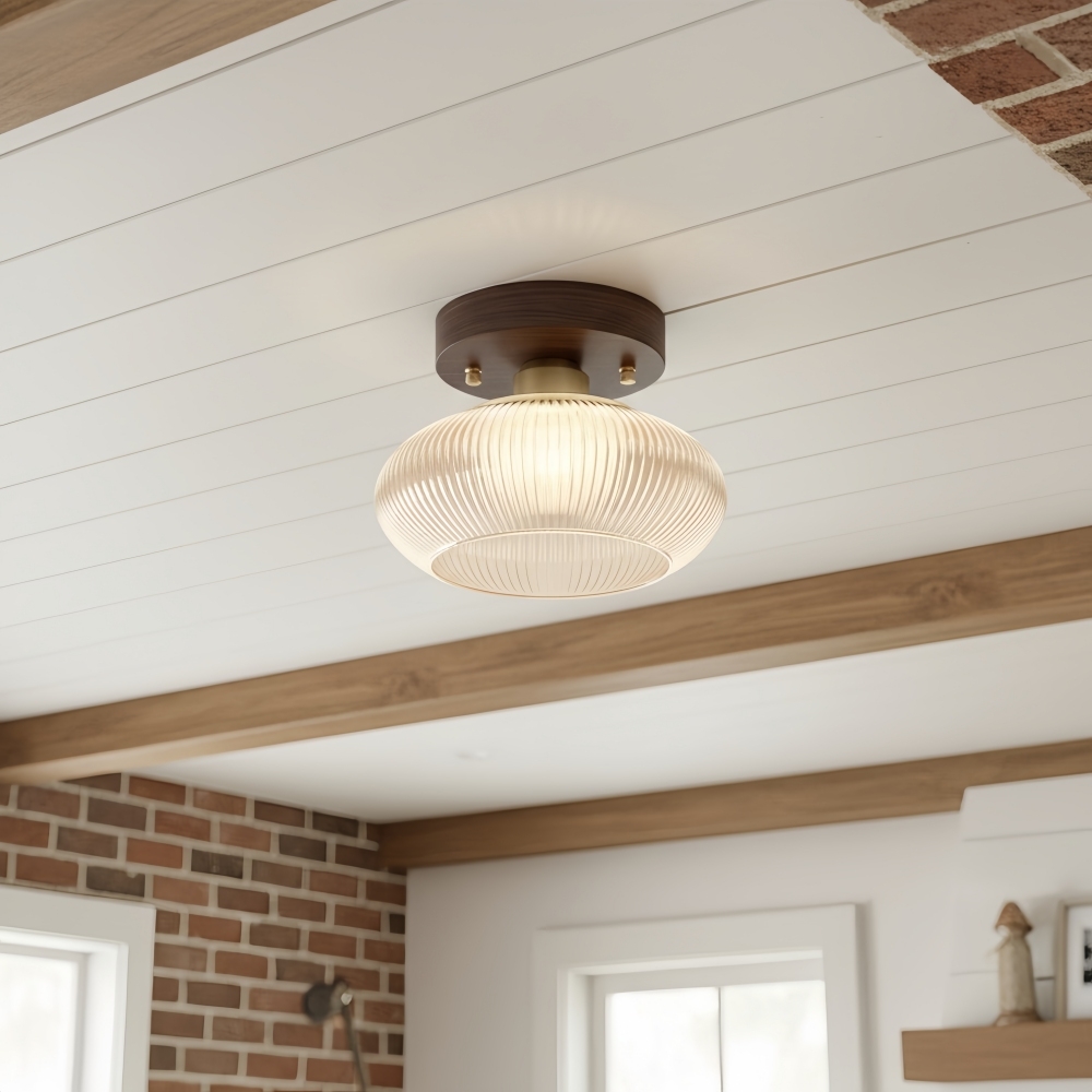 Soliro Soft Rounded Glass Dome Ceiling Light - Contemporary Flush Mount for Hallway and Bedroom T1088